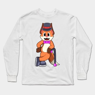 Fox as Gentleman with Hat & Stick Long Sleeve T-Shirt